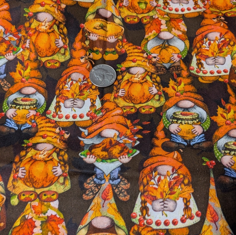 Cotton Fabric With Fall Gnomes